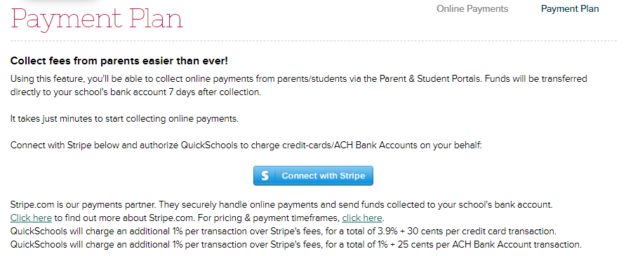 Connect to Stripe via Payment Plan