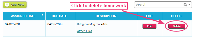 how to delete show my homework account